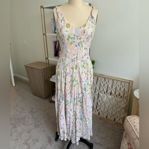 FLORAL PRINTED BIAS CUT ZARA WEDDING GUEST DRESS CREPE FABRIC
